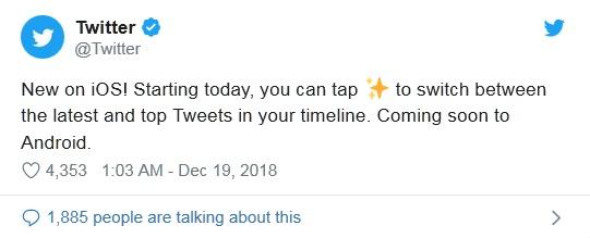 Twitter启用了推文按时间排序的功能